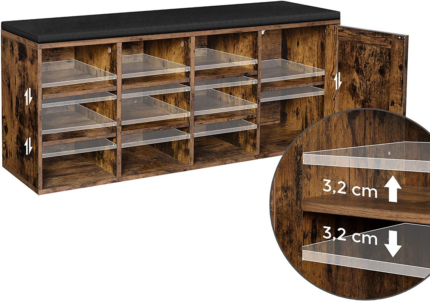 Dulap De Depozitare Pentru Pantofi, Maro Vintage, 110 Cm