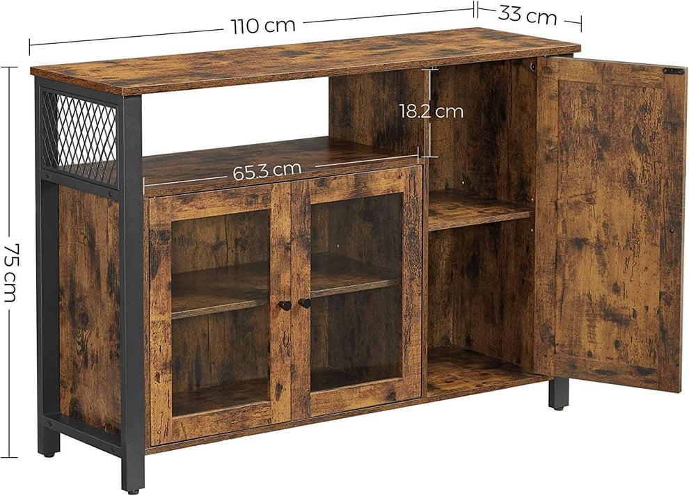 Dulap Depozitare Cu 3 Usi, Vintage Maro Si Negru, 110 Cm