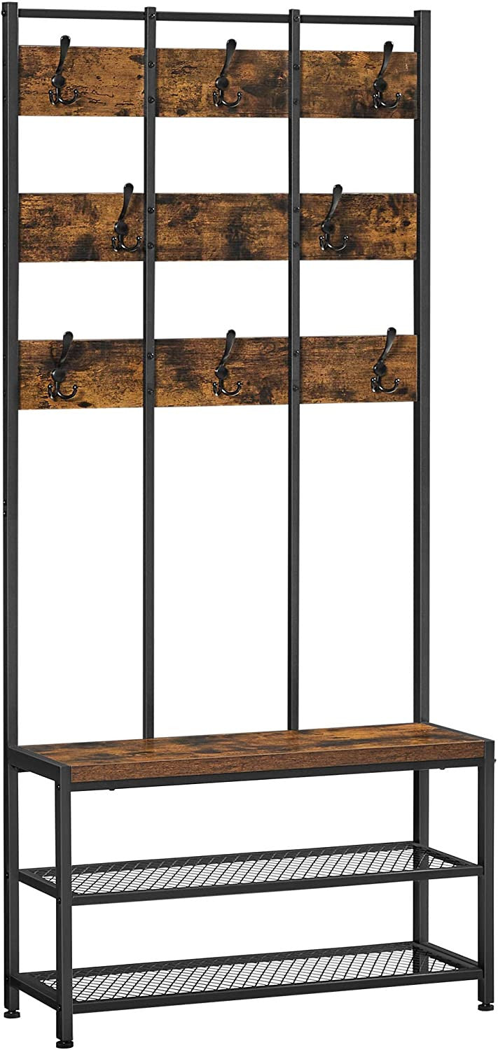 Raft Pentru Haine, Maro Vintage Si Negru, 84 Cm