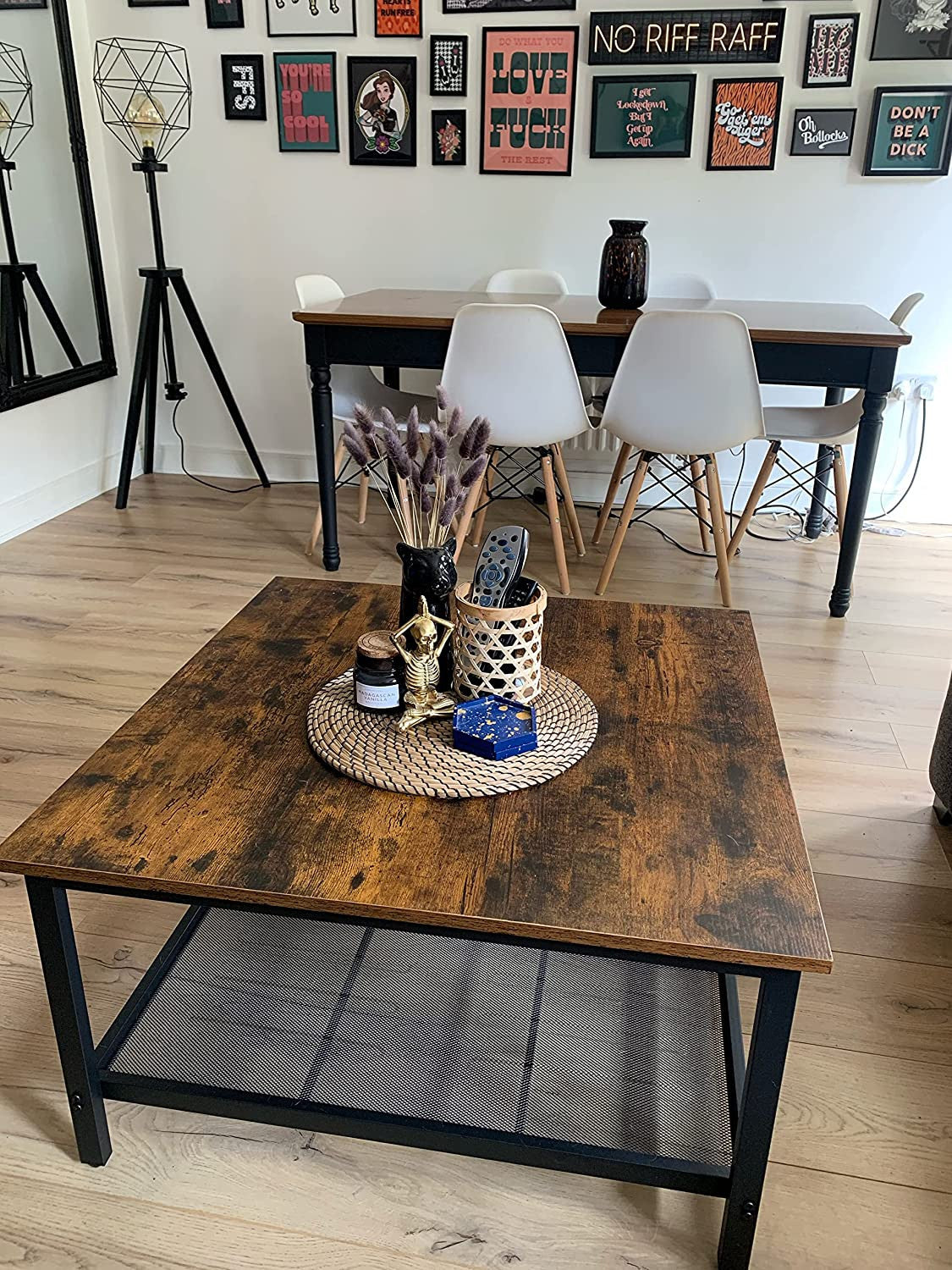 Masuta De Cafea, Maro Rustic Si Negru, 80 Cm