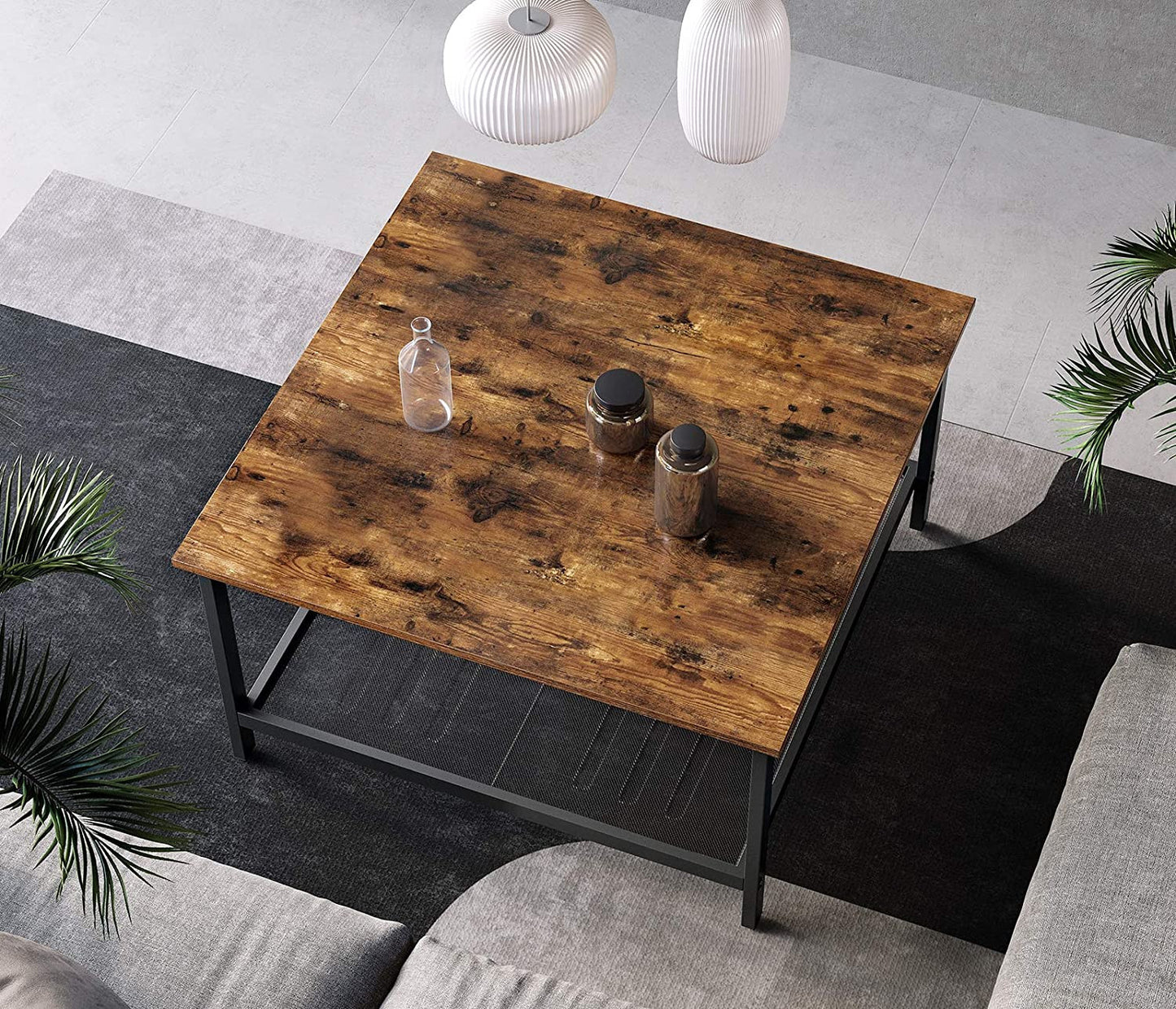Masuta De Cafea, Maro Rustic Si Negru, 80 Cm