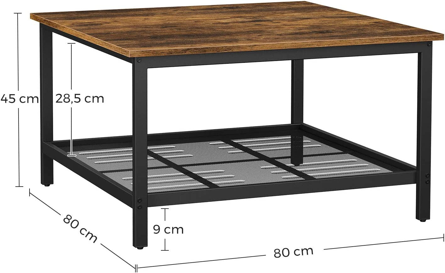 Masuta De Cafea, Maro Rustic Si Negru, 80 Cm
