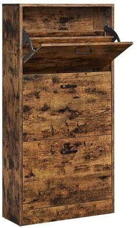 Dulap De Depozitare Din Lemn Cu 3 Niveluri, Maro Rustic, 60 Cm