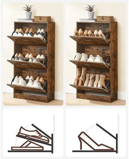 Dulap De Depozitare Din Lemn Cu 3 Niveluri, Maro Rustic, 60 Cm