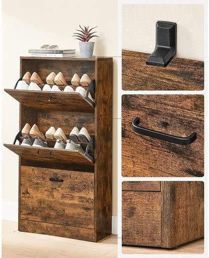 Dulap De Depozitare Din Lemn Cu 3 Niveluri, Maro Rustic, 60 Cm