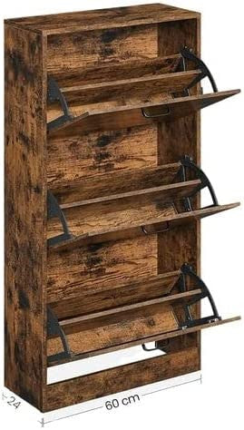 Dulap De Depozitare Din Lemn Cu 3 Niveluri, Maro Rustic, 60 Cm