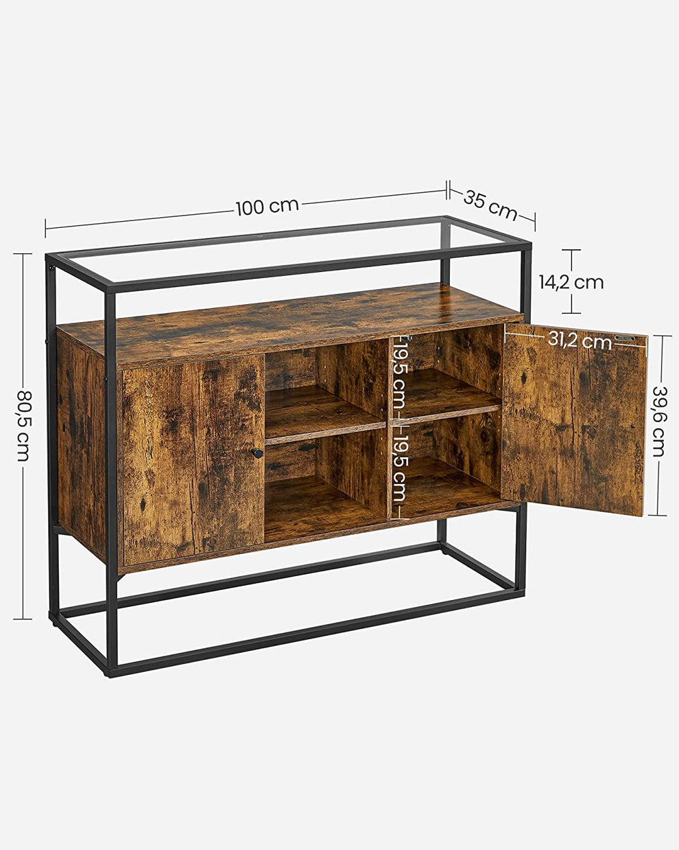 Dulap De Depozitare, Maro Rustic Si Negru, 100 Cm