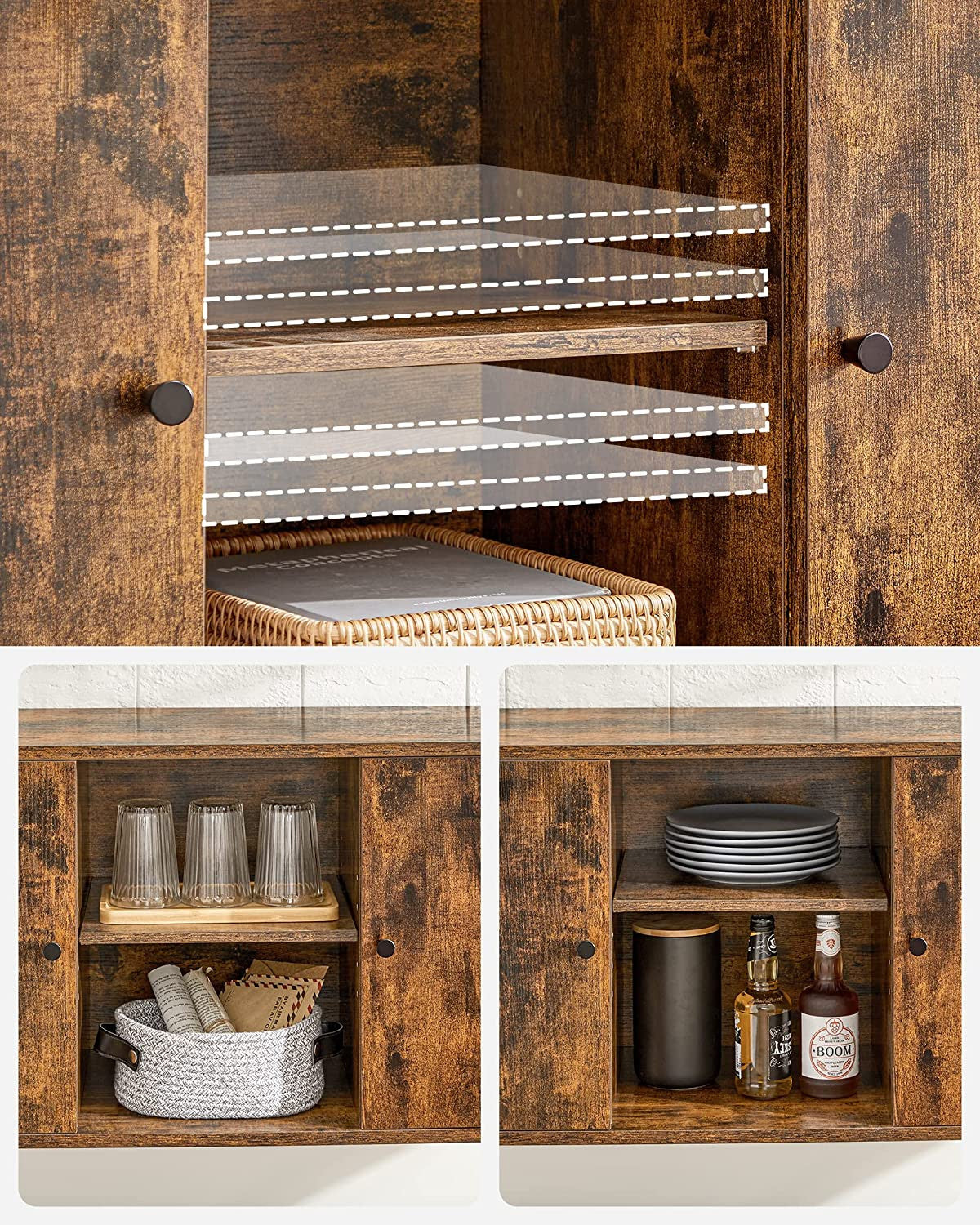 Dulap De Depozitare, Maro Rustic Si Negru, 100 Cm