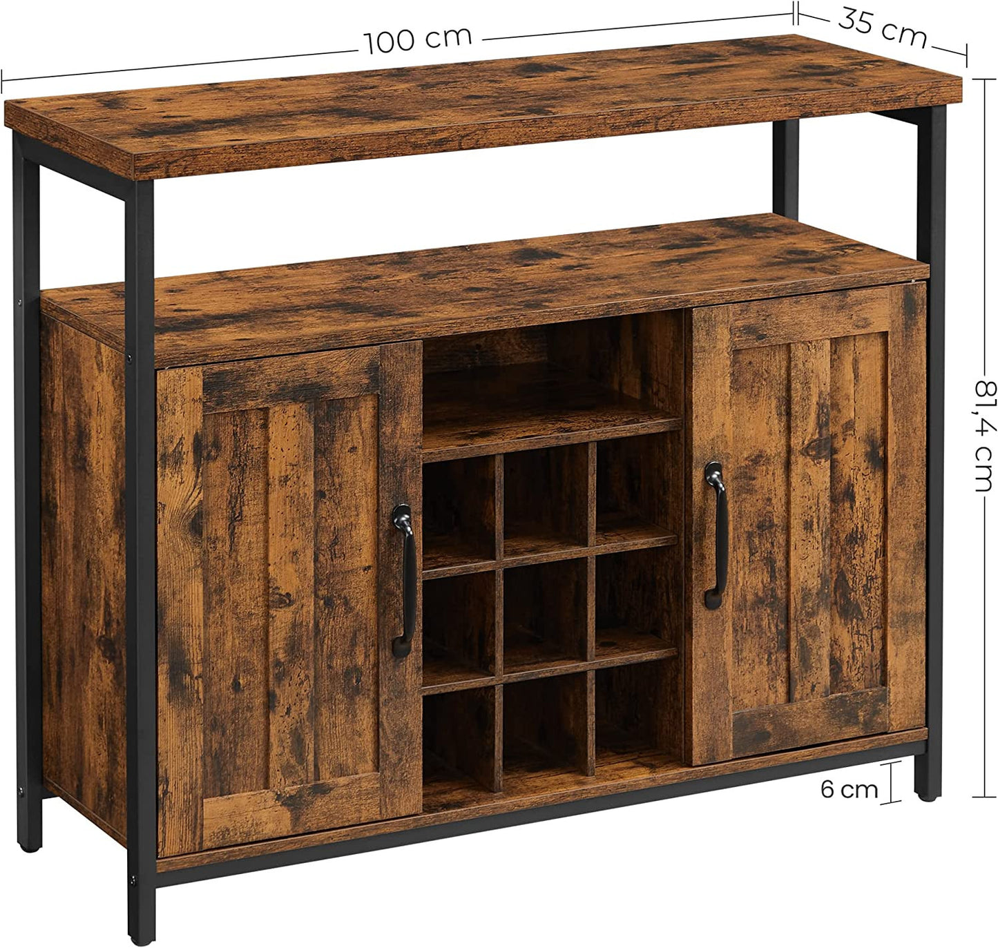 Dulap Depozitare Cu 2 Usi , Maro Rustic Si Negru, 100 Cm