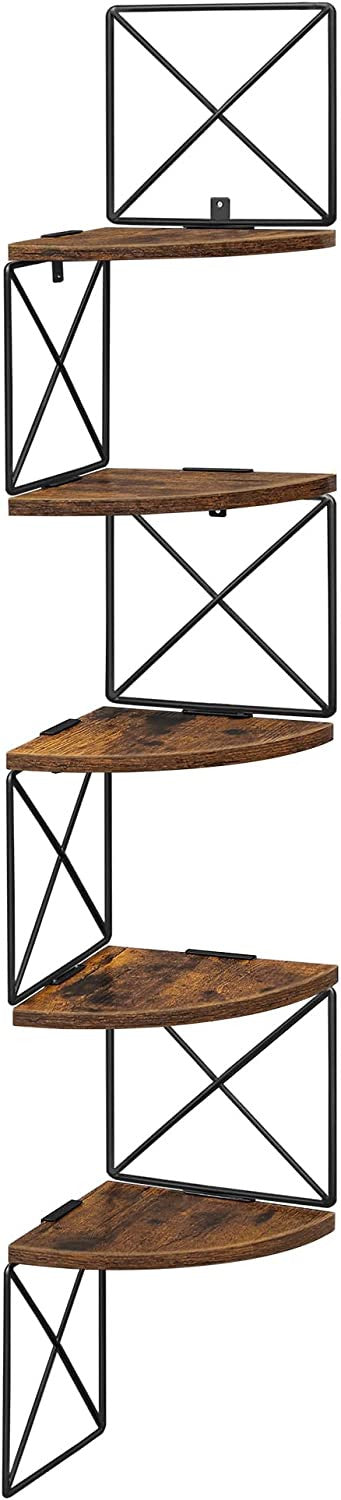 Raft De Colt Cu 5 Niveluri, Maro Rustic Si Negru