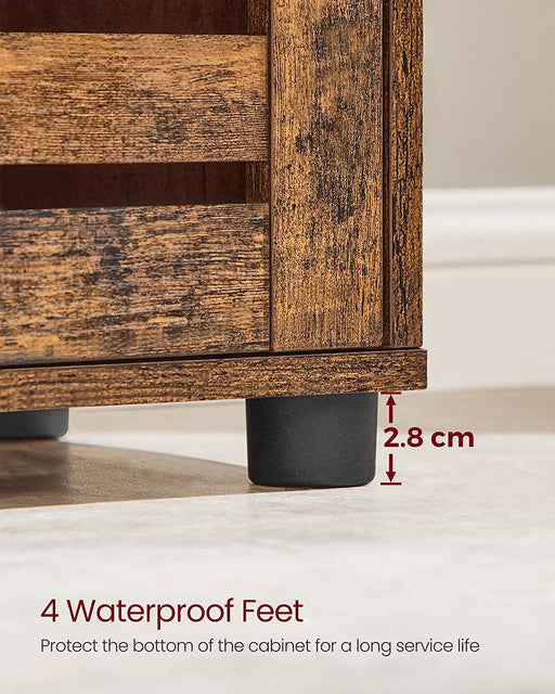 Dulap Inalt Pentru Baie, Cu 3 Compartimente Deschise Și 2 Rafturi Reglabile, Maro Rustic, 40 Cm