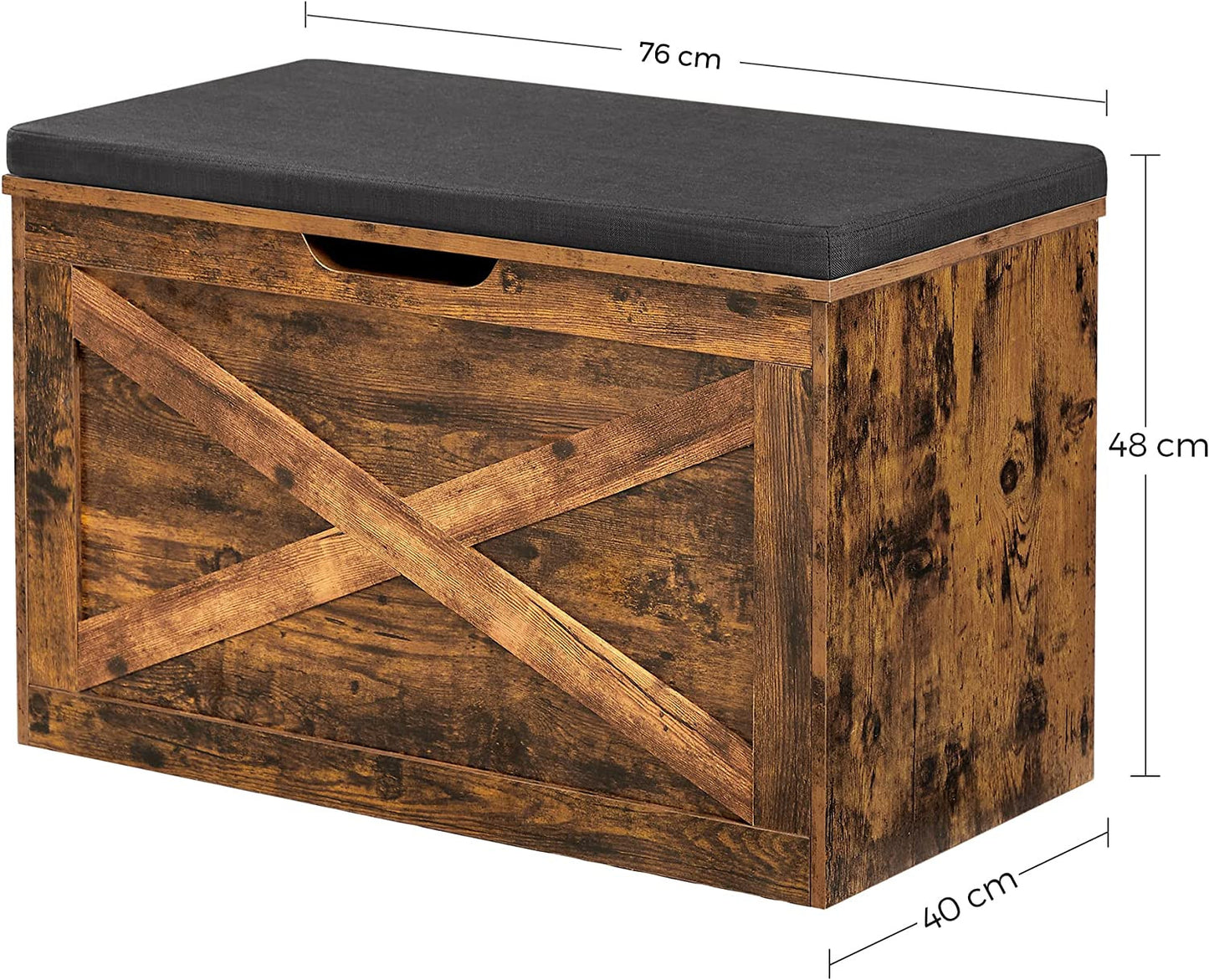Banca De Incaltaminte Captusita, Cu Scaun Capitonat, Maro Rustic, 76 Cm
