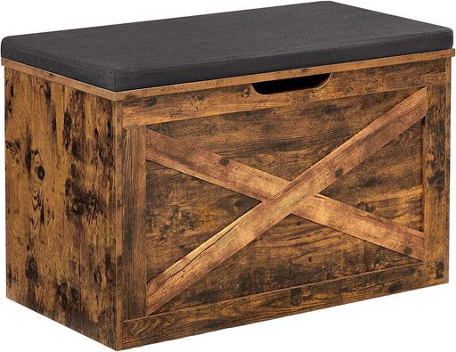 Banca De Incaltaminte Captusita, Cu Scaun Capitonat, Maro Rustic, 76 Cm