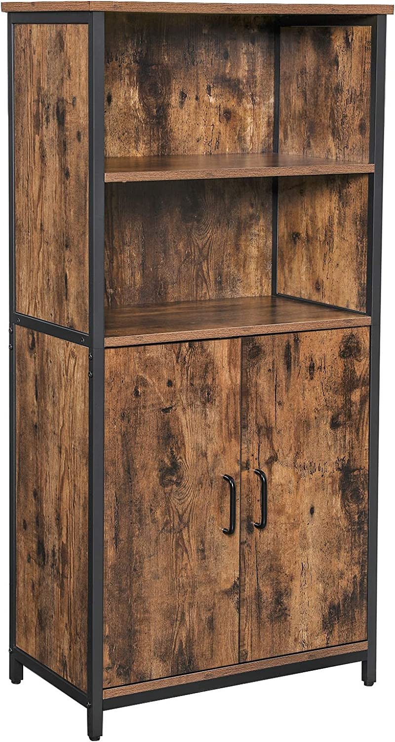 Biblioteca Cu 2 Compartimente Deschise, Vintage Maro Si Negru, 60 Cm