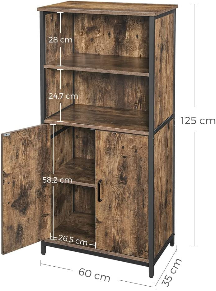Biblioteca Cu 2 Compartimente Deschise, Vintage Maro Si Negru, 60 Cm