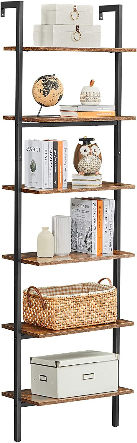 Etajera Cu 6 Rafturi, Maro Rustic Si Negru, 60 Cm