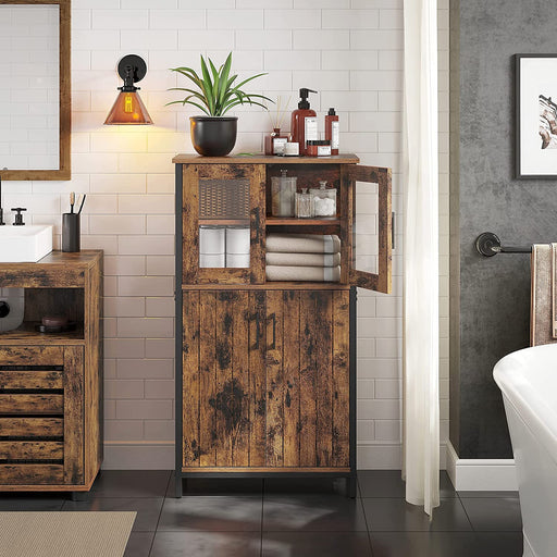 Dulap De Depozitare, Multifunctional, Maro Rustic Si Negru, 60 Cm