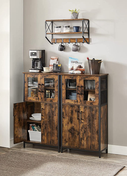 Dulap De Depozitare, Multifunctional, Maro Rustic Si Negru, 60 Cm