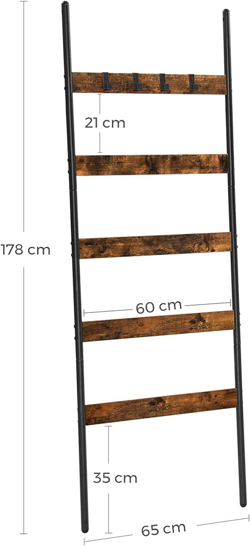 Scara Cu 5 Niveluri, Maro Rustic Si Negru, 65 X 178 Cm