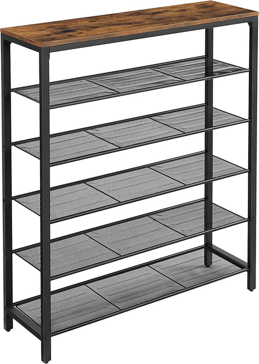Suport Pentru Incaltaminte Cu 5 Niveluri, Vintage Maro Si Negru, 100 Cm