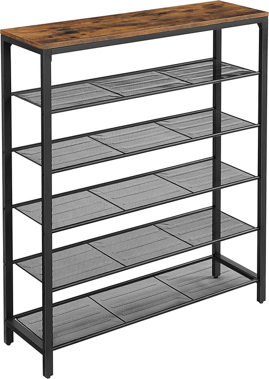 Suport Pentru Incaltaminte Cu 5 Niveluri, Vintage Maro Si Negru, 100 Cm