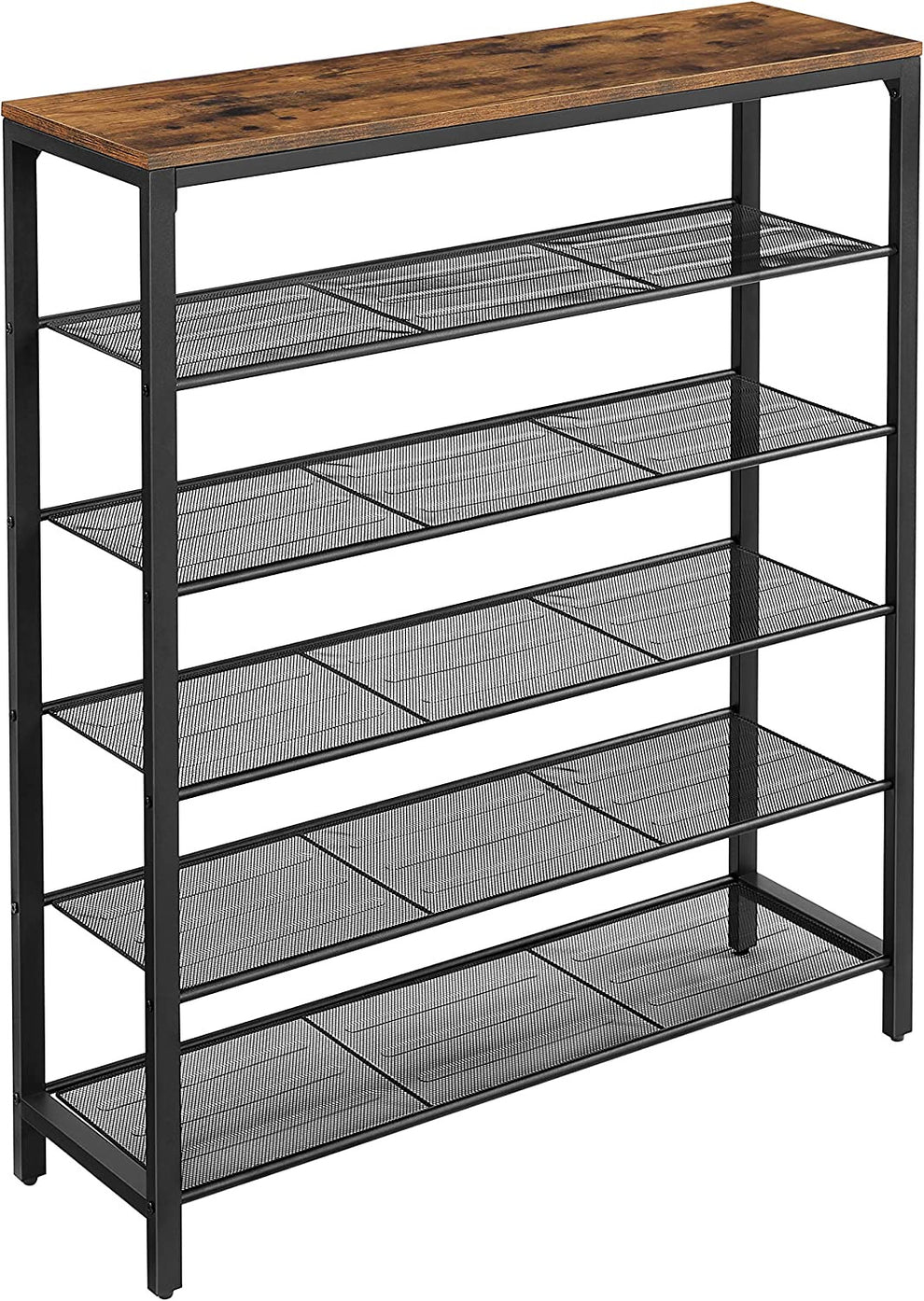 Suport Pentru Incaltaminte Cu 5 Niveluri, Vintage Maro Si Negru, 100 Cm