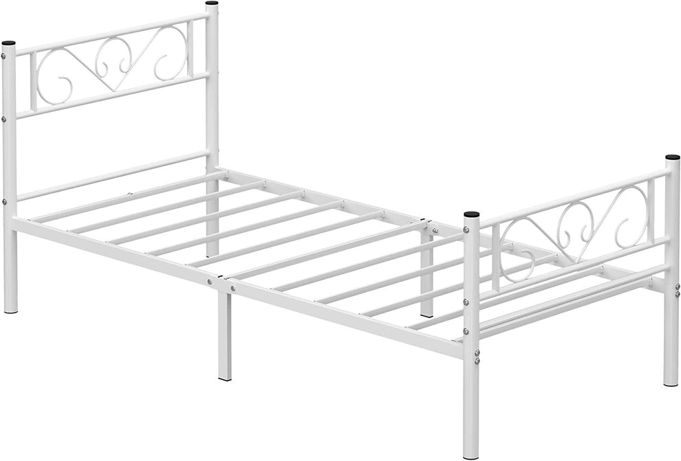 Cadru De Pat Din Metal, De O Persoana, Alb, 90 X 190 Cm