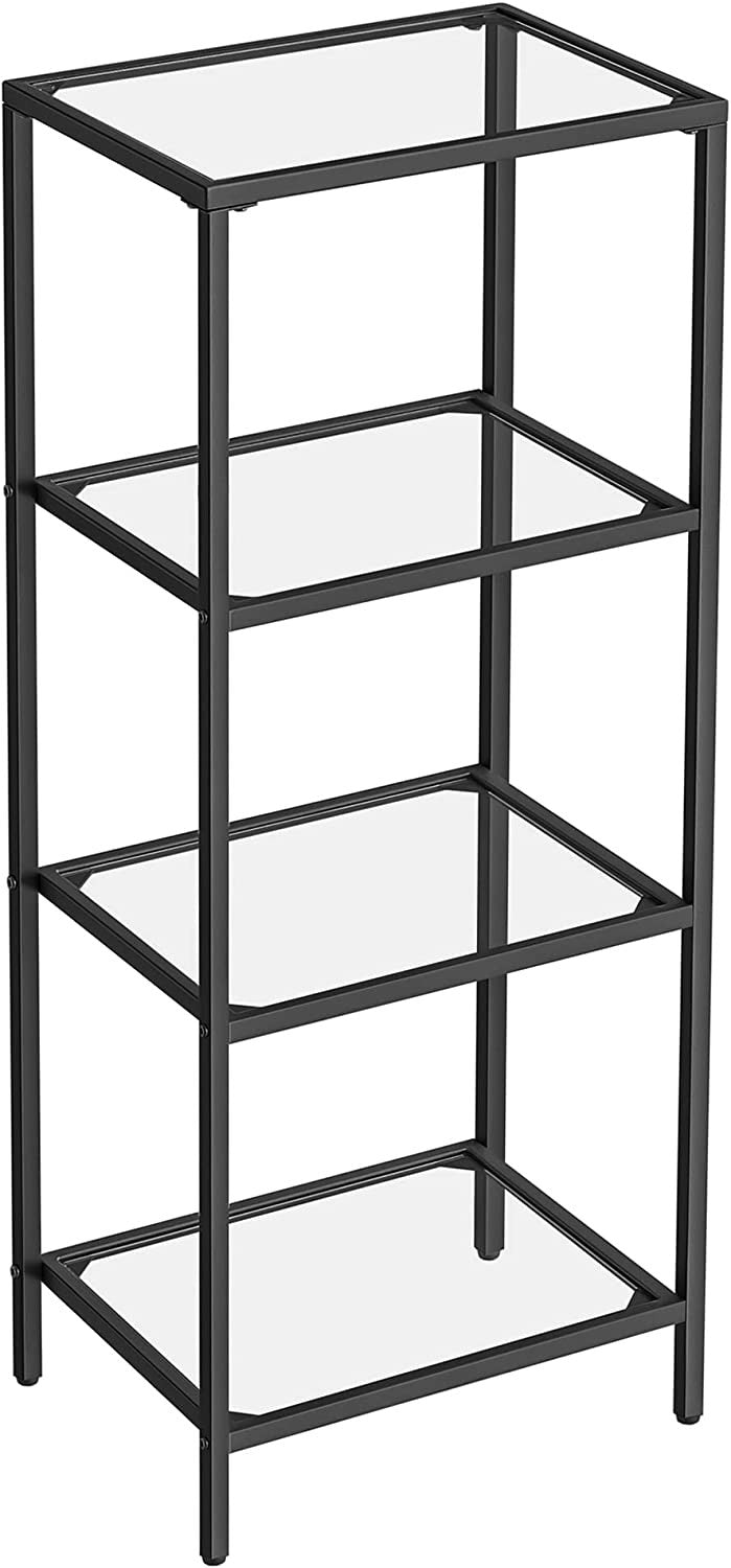 Raft Din Sticla Cu 4 Niveluri, Negru, 40 Cm