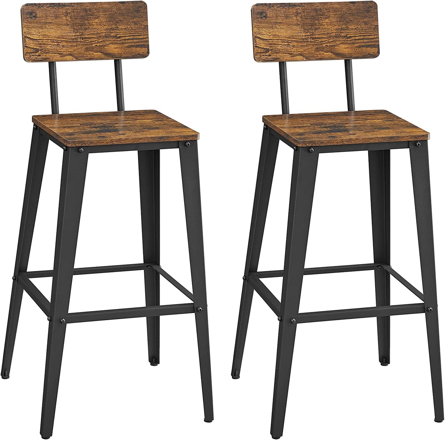 Set 2 Scaune De Bar, Maro Vintage Si Negru