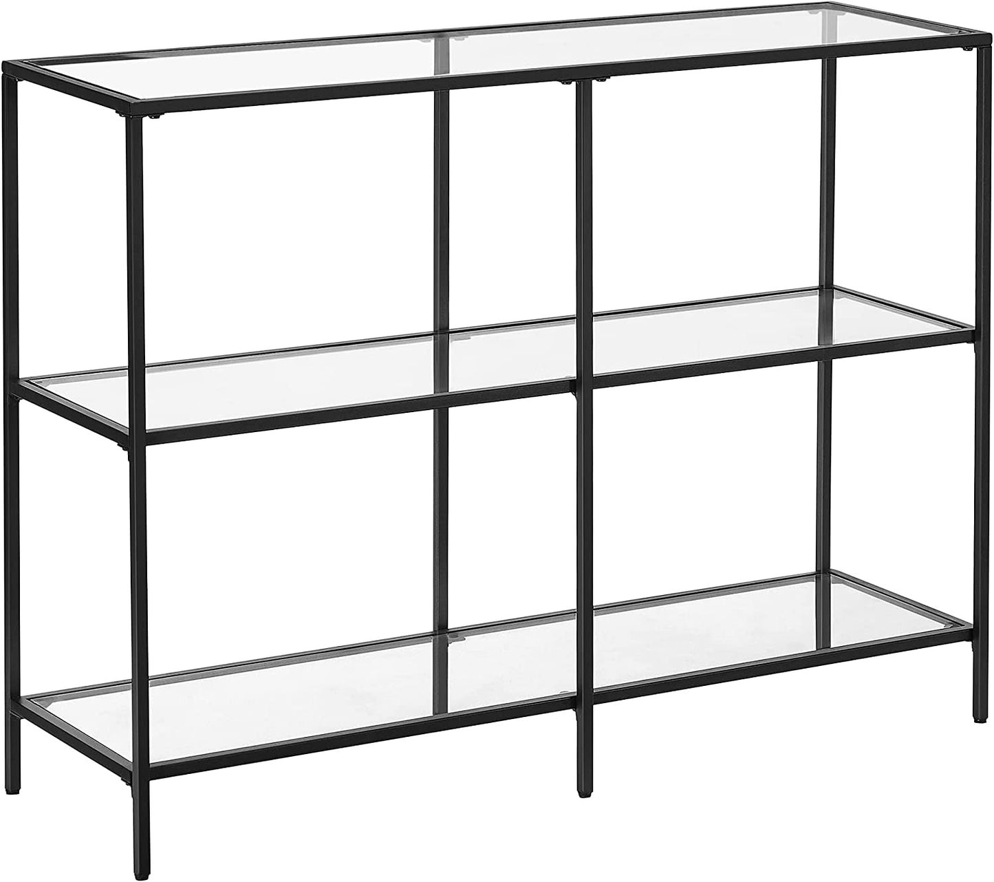 Consola Cu 3 Etaje, Cadru Metalic, Negru, 100 X 30 Cm