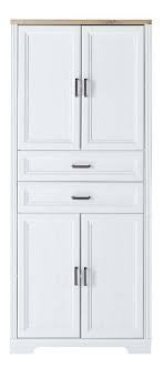 Etajera Jasmin 4 Usi si 2 Sertare, Alb Natur, 86 Cm