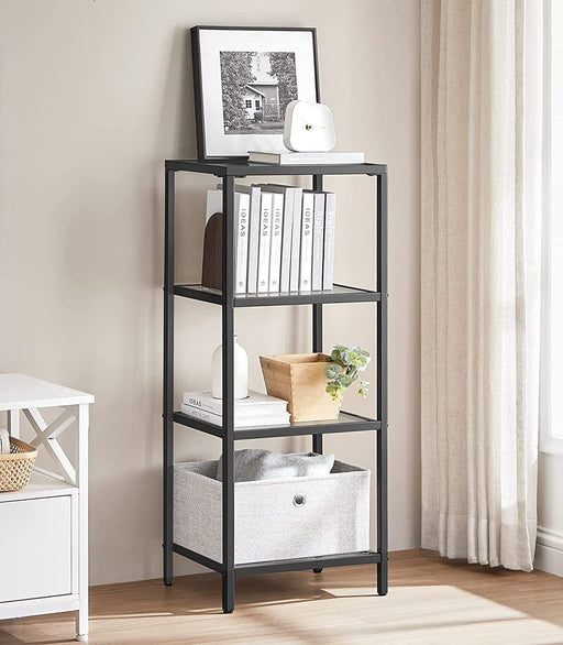 Raft Din Sticla Cu 4 Niveluri, Negru, 40 Cm