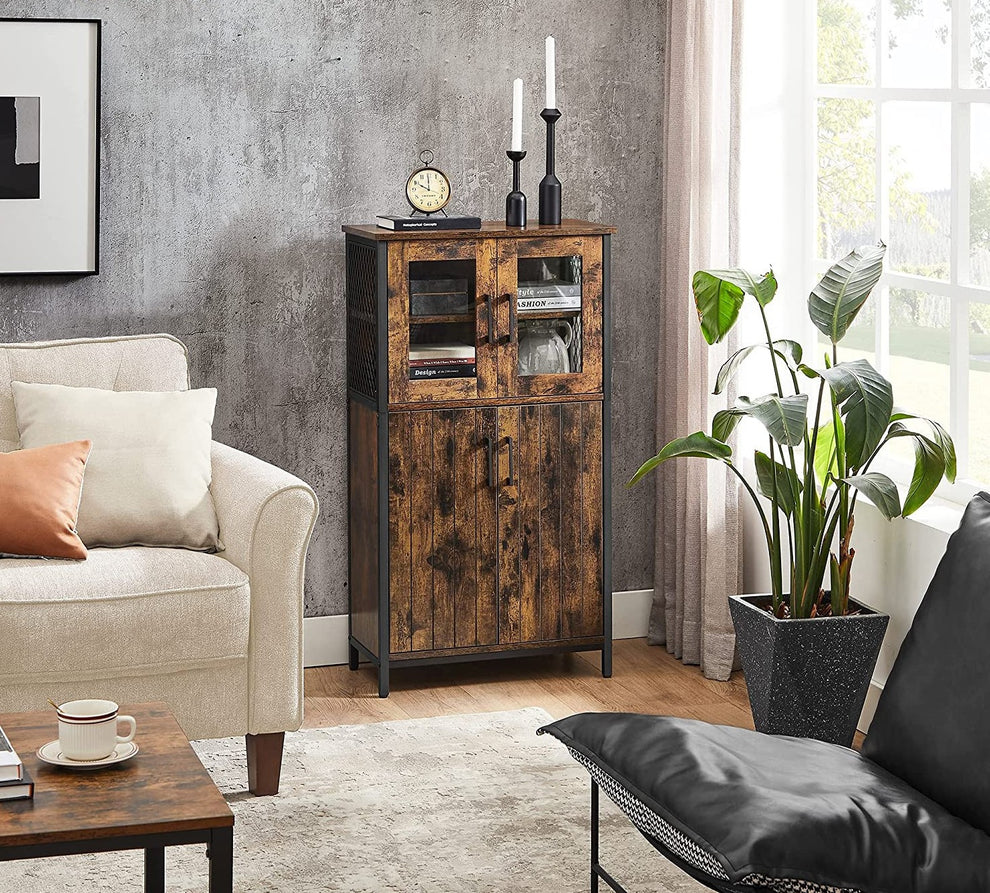 Dulap De Depozitare, Multifunctional, Maro Rustic Si Negru, 60 Cm