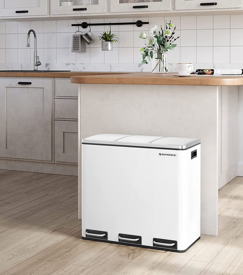 Sistem De Separare A Deseurilor, Inchidere Soft, Cu Pedale, Alb, 61 Cm