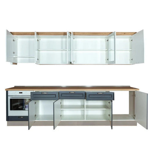 Bucatarie Libra, Alb Si Grafit, Front Mdf Vopsit, 307.6 X 223 X 60 Cm