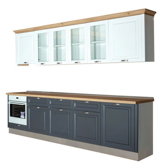 Bucatarie Libra, Alb Si Grafit, Front Mdf Vopsit, 307.6 X 223 X 60 Cm