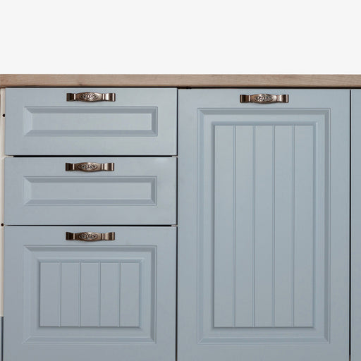 Bucatarie Malta Albastru Si Natur, Front Mdf Vopsit, 287 X 220 X 60 Cm