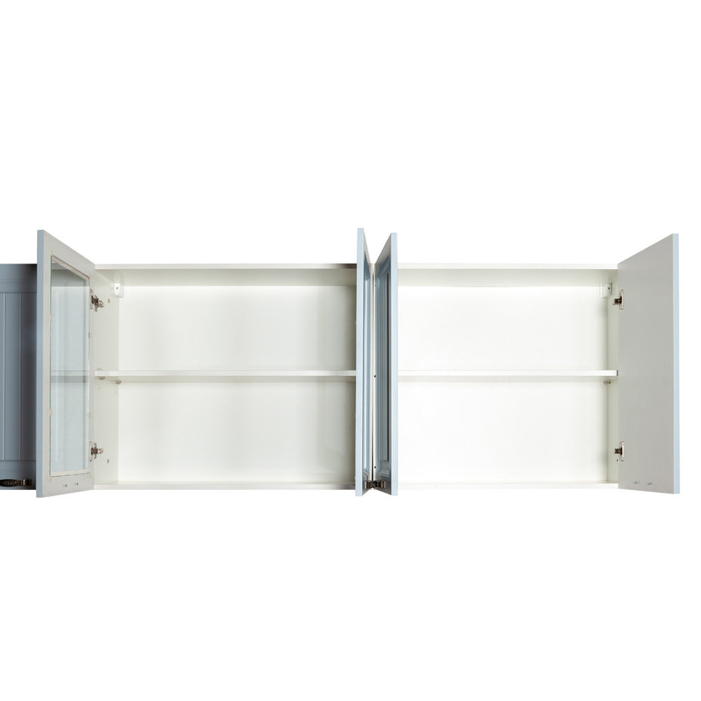 Bucatarie Malta Albastru Si Natur, Front Mdf Vopsit, 287 X 220 X 60 Cm