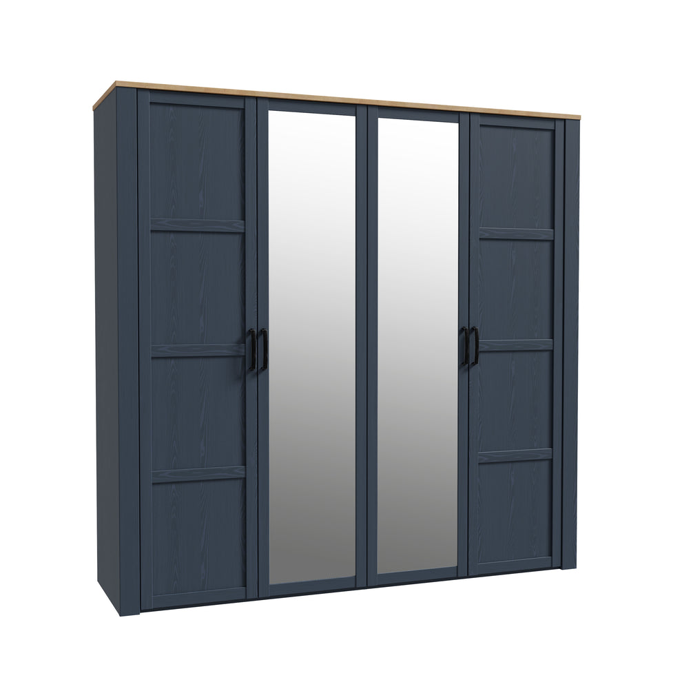 Dulap Boho Cu 4 Usi, Stejar Riviera Si Stejar Bleumarin, 215.9 Cm