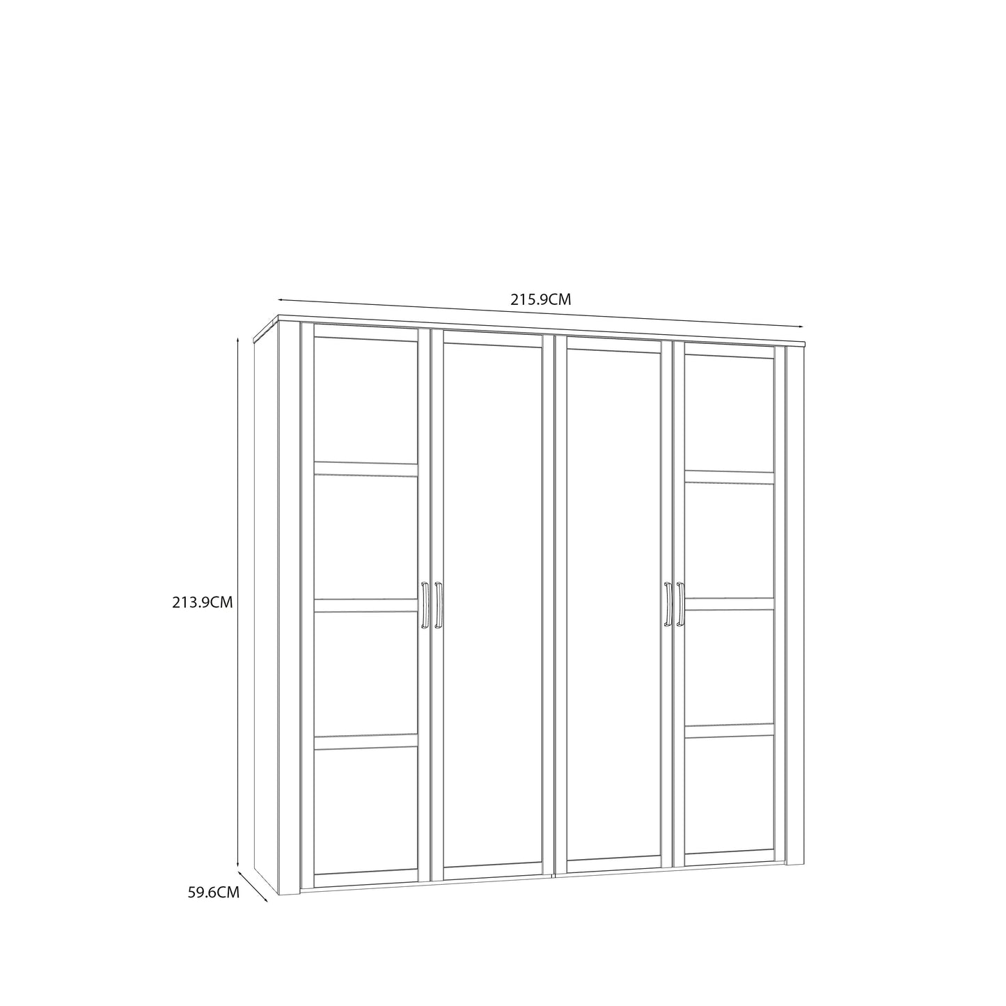 Dulap Boho Cu 4 Usi, Stejar Riviera Si Stejar Bleumarin, 215.9 Cm