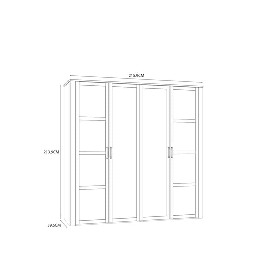 Dulap Boho Cu 4 Usi, Stejar Riviera Si Stejar Bleumarin, 215.9 Cm