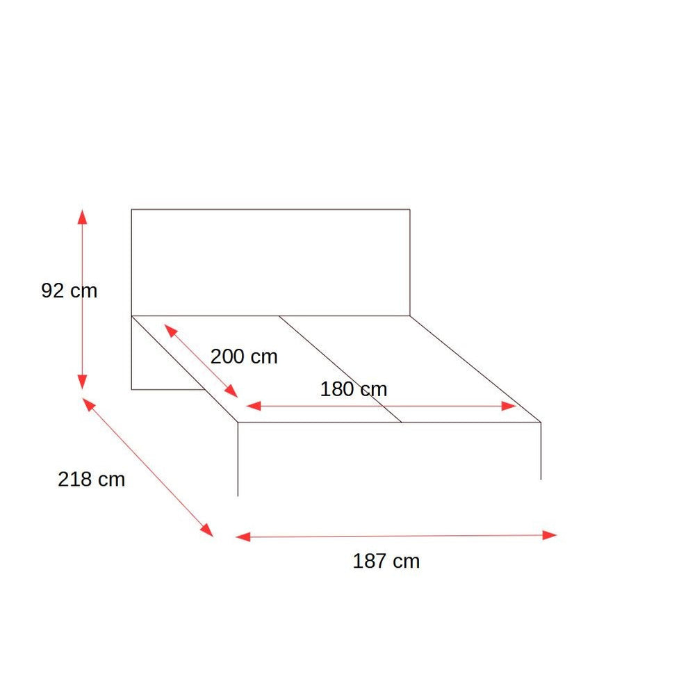 Pat Tentro Dimensiune Saltea 180 x 200 Cm, Cu Somiera Rabatabila Si Lada De Depozitare, Alb Si Stejar Stirling