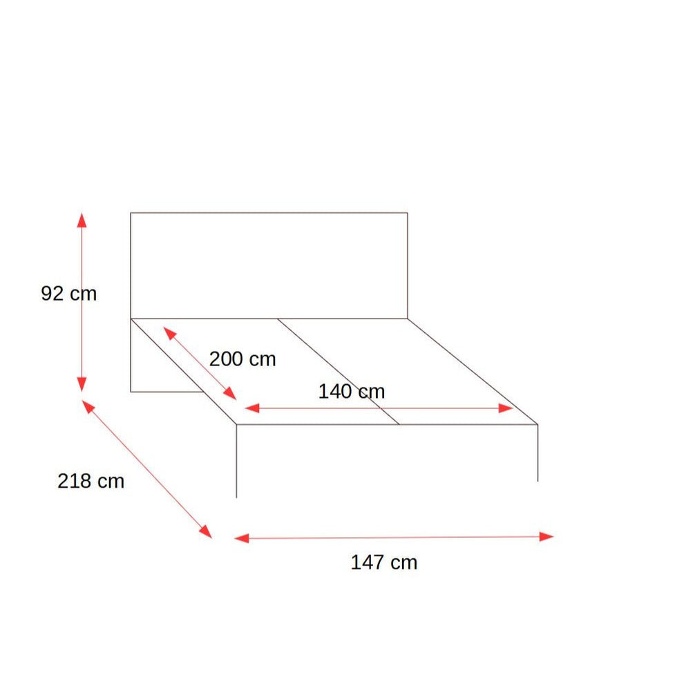 Pat Tentro Dimensiune Saltea 140 x 200 Cm, Cu Somiera Rabatabila Si Lada De Depozitare, Stejar Alb Si Stirling