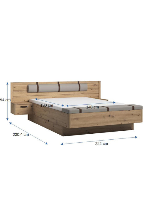 Pat cu 2 Noptiere Prestige, Dimensiune Saltea 140 x 190 cm