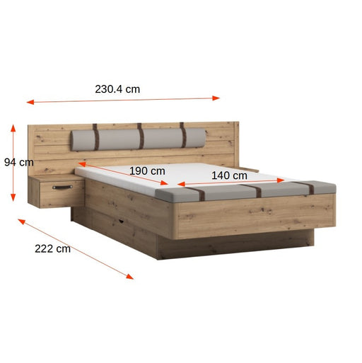 Pat cu 2 Noptiere Prestige, Dimensiune Saltea 140 x 190 cm