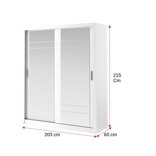 Dulap Martin Cu 2 Usi Cu Oglinzi, Alb, 203 Cm