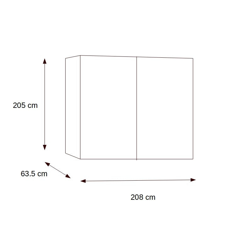 Dulap Saint Tropez, 3 Usi si 2 Sertare, Vopsit Negru, 208 Cm