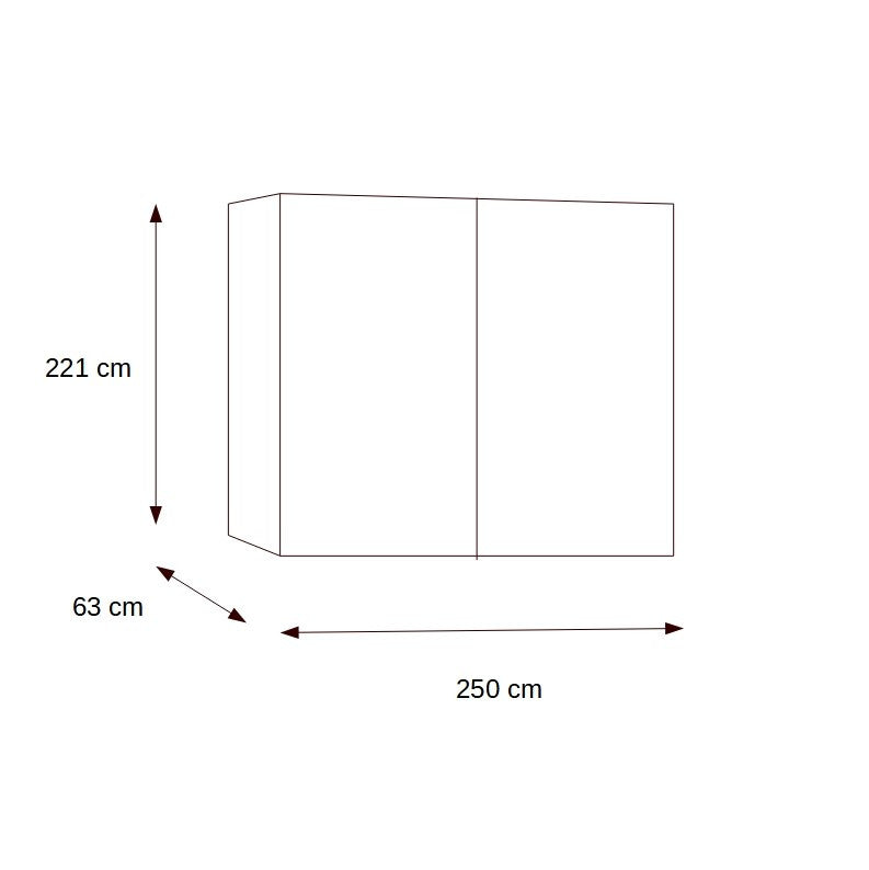 Dulap Vant Cu Led, Cu 4 Usi, Stejar Artizan Si Negru, 250 Cm