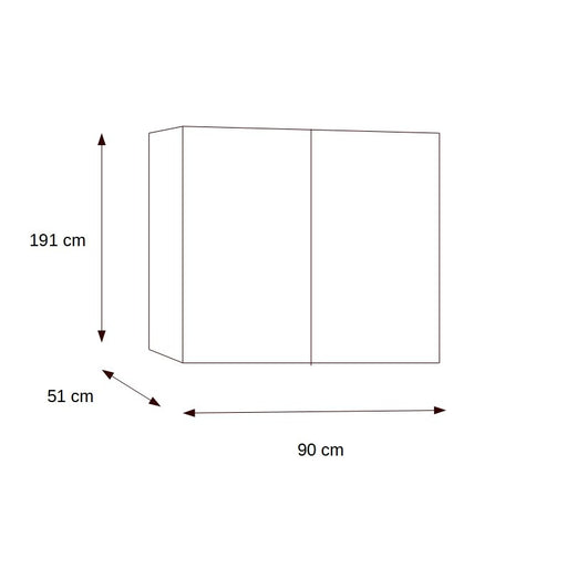 Dulap Fuji Cu 2 Usi, Alb Si Natur, 90 Cm
