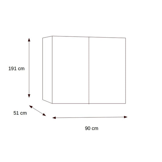 Dulap Fuji Cu 2 Usi, Alb Si Natur, 90 Cm